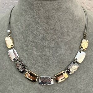 Vintage Nine West Mixed Metal Hammered & Smooth Necklace